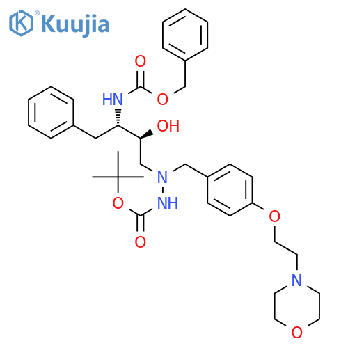 Hydrazinecarboxylicacid,2-[2-hydroxy-4-phenyl-3-[[(phenylmethoxy)carbonyl]amino]butyl]-2-[[4-[2-(4-morpholinyl)ethoxy]phenyl]methyl]-,1,1-dimethylethyl ester, [S-(R*,R*)]- (9CI) structure