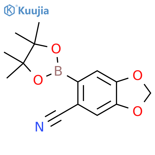 6-(4,4,5,5-Tetramethyl-1,3,2-dioxaborolan-2-yl)-1,3-benzodioxole-5-carbonitrile structure