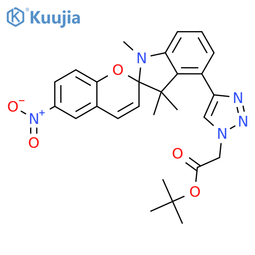 1H-1,2,3-Triazole-1-acetic acid, 4-(1',3'-dihydro-1',3',3'-trimethyl-6-nitrospiro[2H-1-benzopyran-2,2'-[2H]indol]-4'-yl)-, 1,1-dimethylethyl ester structure