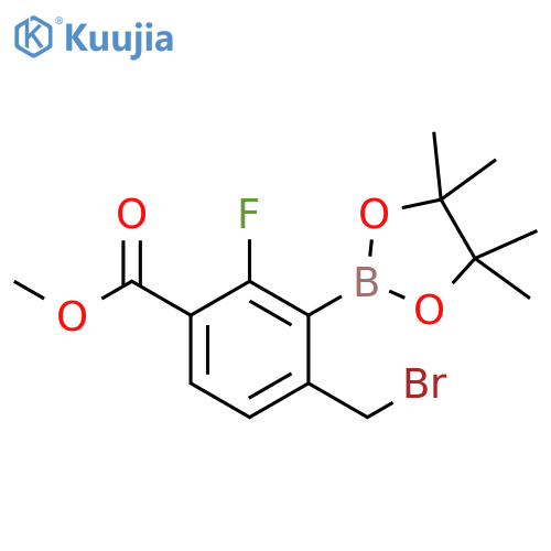 Benzoic acid, 4-(bromomethyl)-2-fluoro-3-(4,4,5,5-tetramethyl-1,3,2-dioxaborolan-2-yl)-, methyl ester structure
