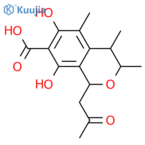 3,4-Dihydro-6,8-dihydroxy-3,4,5-trimethyl-1-(2-oxopropyl)-1H-2-benzopyran-7-carboxylic acid; (1S,3R,4S)-form structure