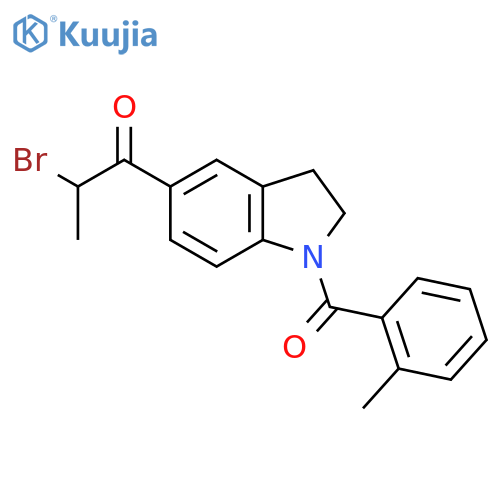 2-Bromo-1-(1-(2-methylbenzoyl)-indolin-5-yl)propan-1-one structure