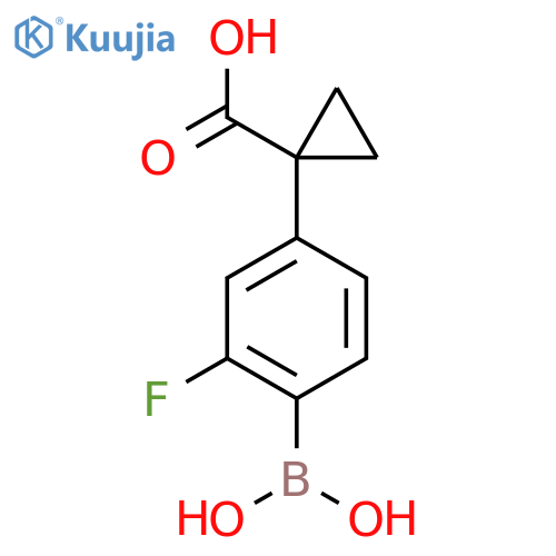1-4-(Dihydroxyboranyl)-3-fluorophenylcyclopropane-1-carboxylic acid structure
