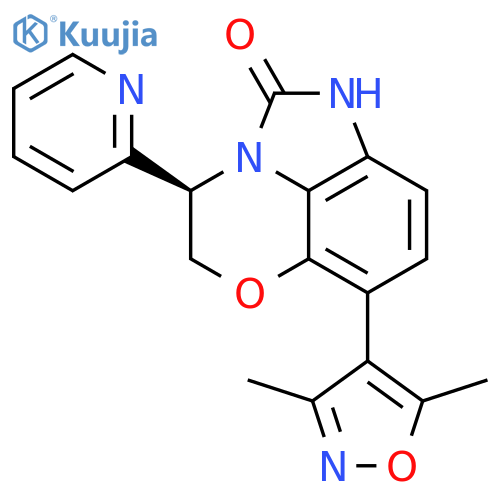 Imidazo[1,5,4-de][1,4]benzoxazin-2(1H)-one, 7-(3,5-dimethyl-4-isoxazolyl)-4,5-dihydro-4-(2-pyridinyl)-, (4R)- structure