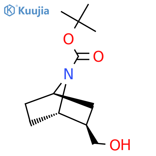rac-tert-butyl (1R,2S,4S)-2-(hydroxymethyl)-7-azabicyclo[2.2.1]heptane-7-carboxylate structure