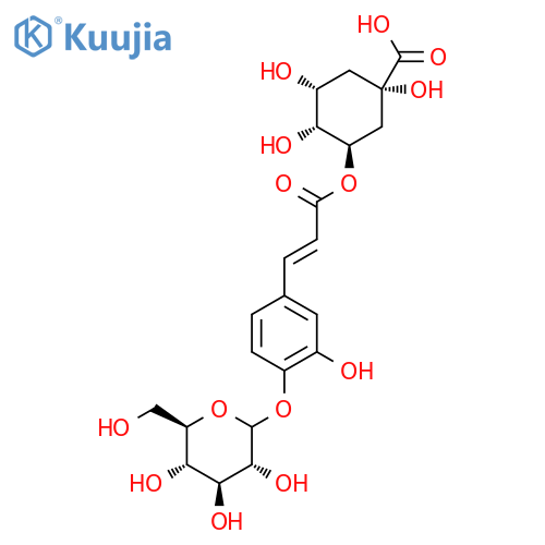 (1S,3R,4R,5R)-1,3,4-Trihydroxy-5-(((E)-3-(3-hydroxy-4-(((3R,4S,5S,6R)-3,4,5-trihydroxy-6-(hydroxymethyl)tetrahydro-2H-pyran-2-yl)oxy)phenyl)acryloyl)oxy)cyclohexanecarboxylic acid structure
