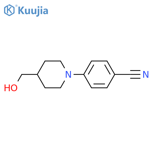 4-4-(Hydroxymethyl)piperidinobenzenecarbonitrile structure