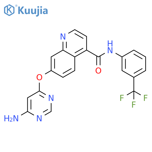 7-(6-Aminopyrimidin-4-yl)oxy-N-[3-(trifluoromethyl)phenyl]quinoline-4-carboxamide structure