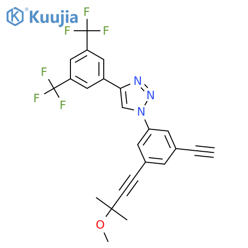 1H-1,2,3-Triazole, 4-[3,5-bis(trifluoromethyl)phenyl]-1-[3-ethynyl-5-(3-methoxy-3-methyl-1-butyn-1-yl)phenyl]- structure