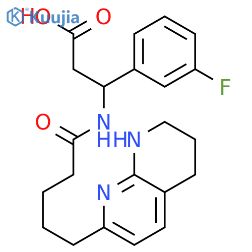 Benzenepropanoic acid, 3-fluoro-β-[[1-oxo-5-(5,6,7,8-tetrahydro-1,8-naphthyridin-2-yl)pentyl]amino]- structure