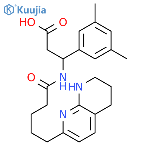 Benzenepropanoic acid, 3,5-dimethyl-β-[[1-oxo-5-(5,6,7,8-tetrahydro-1,8-naphthyridin-2-yl)pentyl]amino]- structure