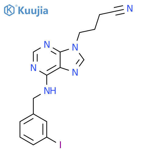 9H-Purine-9-butanenitrile, 6-[[(3-iodophenyl)methyl]amino]- structure