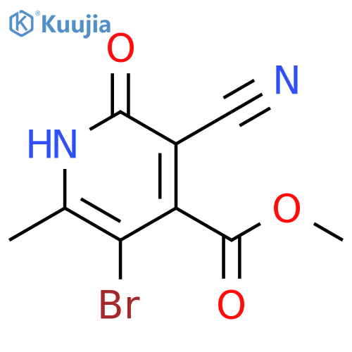 methyl 5-bromo-3-cyano-6-methyl-2-oxo-1,2-dihydropyridine-4-carboxylate structure