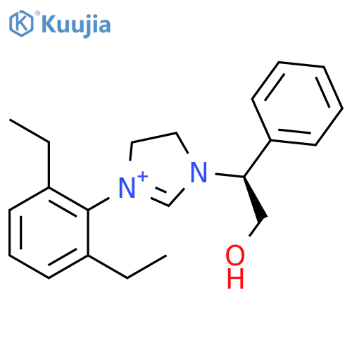 3-(2,6-Diethylphenyl)-4,5-dihydro-1-[(1S)-2-hydroxy-1-phenylethyl]-1H-imidazolium structure