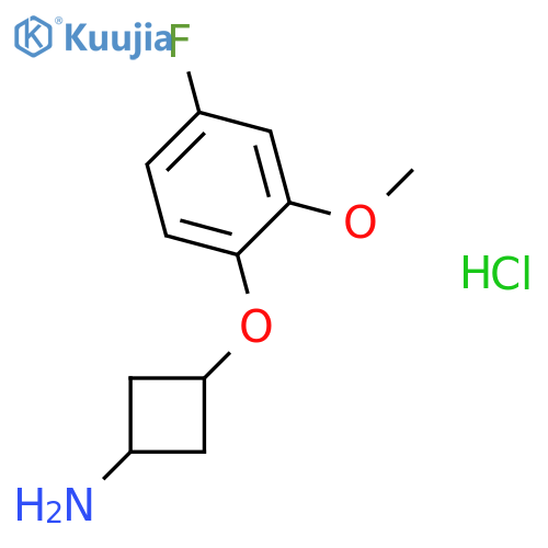 trans-3-(4-fluoro-2-methoxyphenoxy)cyclobutan-1-amine hydrochloride structure