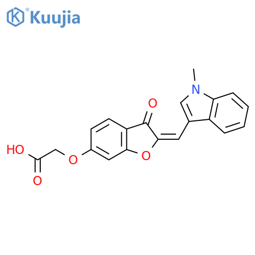 ({(2E)-2-(1-Methyl-1H-indol-3-yl)methylene-3-oxo-2,3-dihydro-1-benzofuran-6-yl}oxy)acetic acid structure