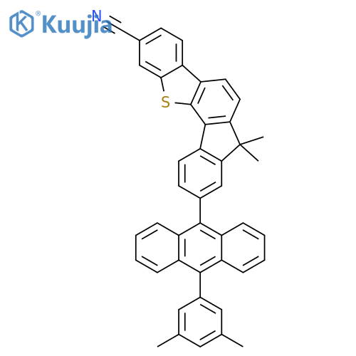 7H-Benzo[b]fluoreno[3,4-d]thiophene-2-carbonitrile, 9-[10-(3,5-dimethylphenyl)-9-anthracenyl]-7,7-dimethyl- structure