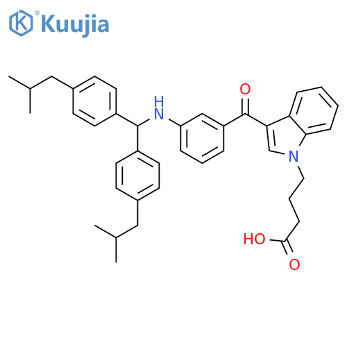 1H-Indole-1-butanoicacid, 3-[3-[[bis[4-(2-methylpropyl)phenyl]methyl]amino]benzoyl]- structure
