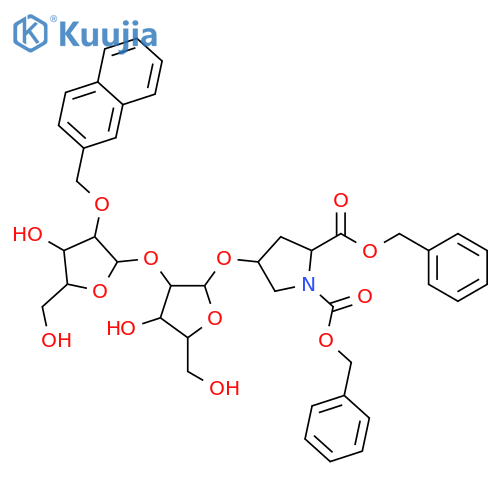 1,2-Pyrrolidinedicarboxylic acid, 4-[[2-O-[2-O-(2-naphthalenylmethyl)-β-L-arabinofuranosyl]-β-L-arabinofuranosyl]oxy]-, 1,2-bis(phenylmethyl) ester, (2S,4R)- structure