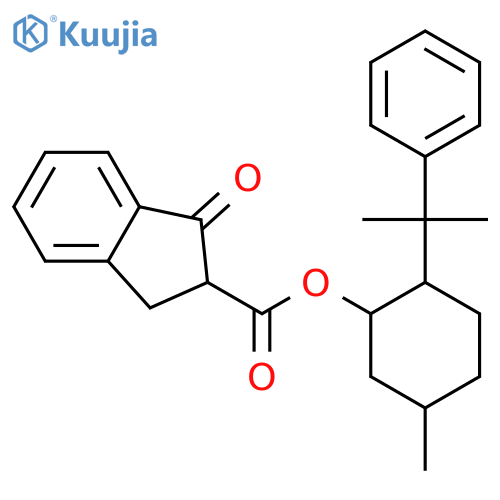 1H-Indene-2-carboxylic acid, 2,3-dihydro-1-oxo-, (1R,2S,5R)-5-methyl-2-(1-methyl-1-phenylethyl)cyclohexyl ester, (2S)- structure