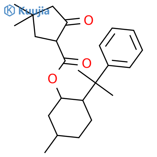 Cyclopentanecarboxylic acid, 4,4-dimethyl-2-oxo-, (1R,2S,5R)-5-methyl-2-(1-methyl-1-phenylethyl)cyclohexyl ester, (1R)- structure