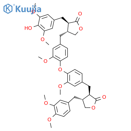 2(3H)-Furanone,4-[(3,4-dimethoxyphenyl)methyl]dihydro-3-[[3-methoxy-4-[2-methoxy-4-[[(3R,4R)-tetrahydro-4-[(4-hydroxy-3,5-dimethoxyphenyl)methyl]-5-oxo-3-furanyl]methyl]phenoxy]phenyl]methyl]-,(3R,4R)- structure