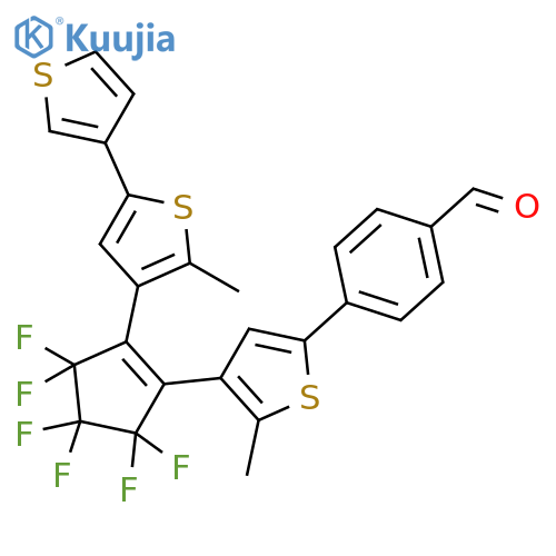 Benzaldehyde, 4-[4-[3,3,4,4,5,5-hexafluoro-2-(5-methyl[2,3'-bithiophen]-4-yl)-1-cyclopenten-1-yl]-5-methyl-2-thienyl]- structure