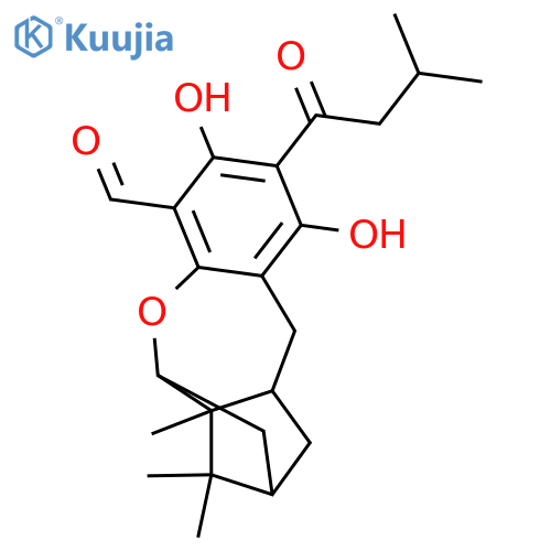 2,10-Methano-1H-benzo[b]cyclopent[f]oxepin-5-carboxaldehyde, 2,3,3a,9,10,10a-hexahydro-6,8-dihydroxy-1,1,10a-trimethyl-7-(3-methyl-1-oxobutyl)-, (2R,3aS,10S,10aR)-rel-(+)- structure