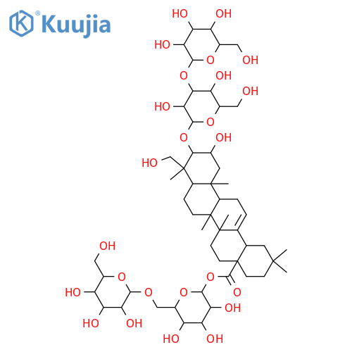 Olean-12-en-28-oic acid, 3-[(3-O-β-D-glucopyranosyl-β-D-glucopyranosyl)oxy]-2,23-dihydroxy-, 6-O-β-D-glucopyranosyl-β-D-glucopyranosyl ester, (2β,3β,4α)- (9CI) structure