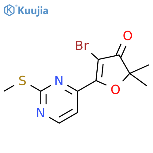4-bromo-2,2-dimethyl-5-(2-methylsulfanylpyrimidin-4-yl)furan-3-one structure