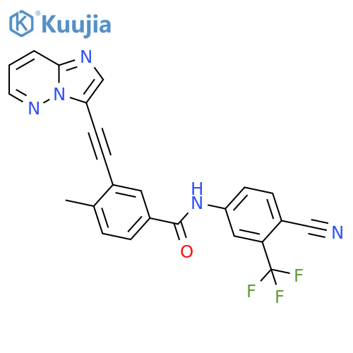 N-[4-Cyano-3-(trifluoromethyl)phenyl]-3-(2-imidazo[1,2-b]pyridazin-3-ylethynyl)-4-methylbenzamide structure