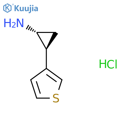 rac-(1R,2S)-2-(thiophen-3-yl)cyclopropan-1-amine hydrochloride structure