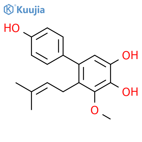 [1,1'-Biphenyl]-3,4,4'-triol, 5-methoxy-6-(3-methyl-2-buten-1-yl)- structure