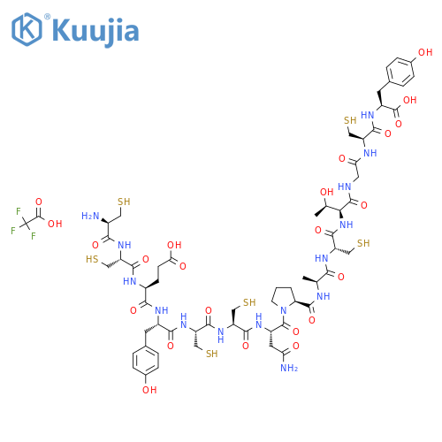 L-Cysteinyl-L-cysteinyl-L-a-glutamyl-L-tyrosyl-L-cysteinyl-L-cysteinyl-L-asparaginyl-L-prolyl-L-alanyl-L-cysteinyl-L-threonylglycyl-L-cysteinyl-L-Tyrosine Trifluoroacetate structure