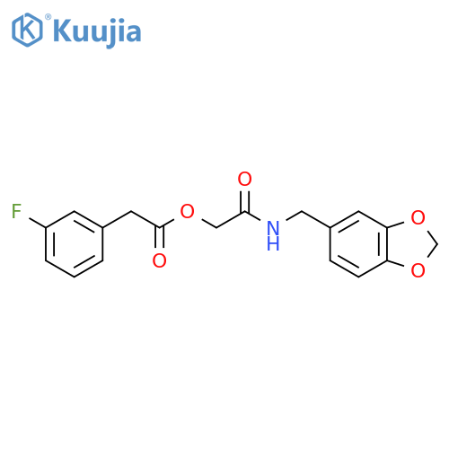 {[(2H-1,3-benzodioxol-5-yl)methyl]carbamoyl}methyl 2-(3-fluorophenyl)acetate structure