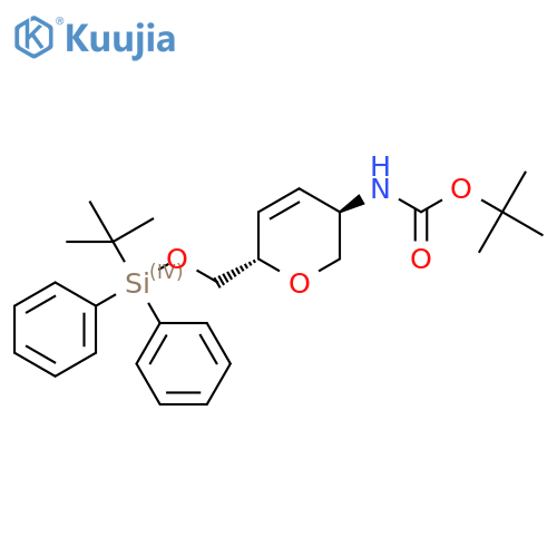 tert-butyl N-[(3R,6S)-6-{[(tert-butyldiphenylsilyl)oxy]methyl}-3,6-dihydro-2H-pyran-3-yl]carbamate structure