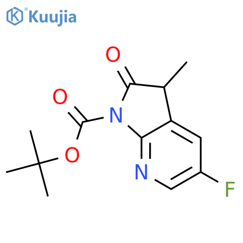tert-butyl 5-fluoro-3-methyl-2-oxo-1H,2H,3H-pyrrolo[2,3-b]pyridine-1-carboxylate structure