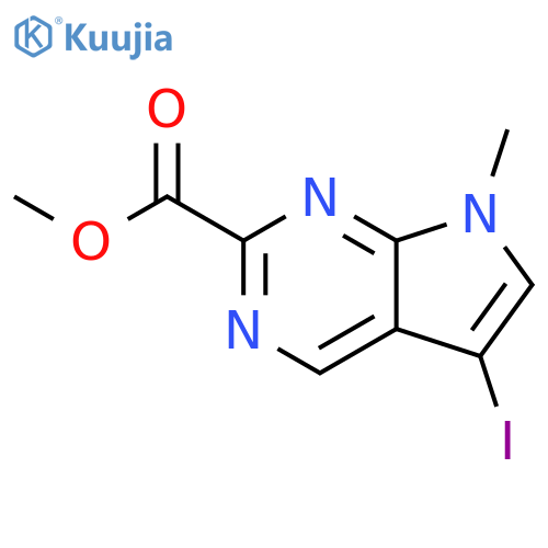 methyl 5-iodo-7-methyl-7H-pyrrolo[2,3-d]pyrimidine-2-carboxylate structure