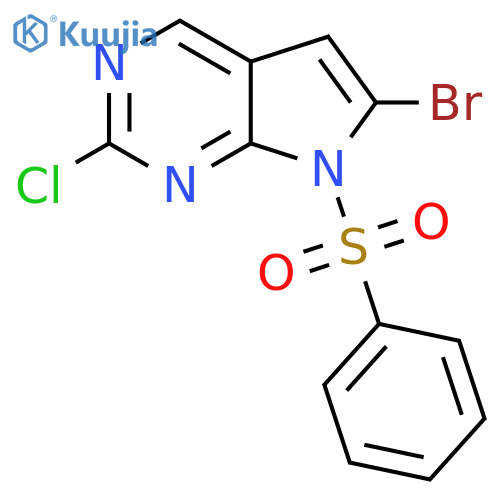 7-(benzenesulfonyl)-6-bromo-2-chloro-7H-pyrrolo[2,3-d]pyrimidine structure