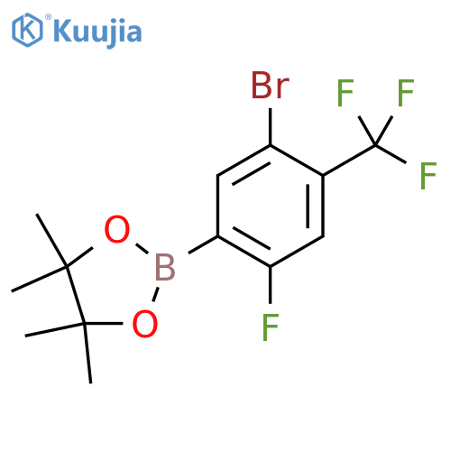 2-(5-Bromo-2-fluoro-4-(trifluoromethyl)phenyl)-4,4,5,5-tetramethyl-1,3,2-dioxaborolane structure
