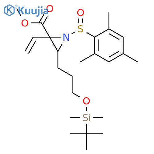 2-Aziridinecarboxylic acid, 3-[3-[[(1,1-dimethylethyl)dimethylsilyl]oxy]propyl]-2-ethenyl-1-[(S)-(2,4,6-trimethylphenyl)sulfinyl]-, methyl ester, (2S,3S)- structure