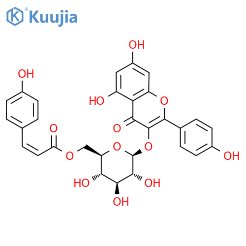 Kaempferol-3-O-(6''-O-cis-coumaryl)glucoside structure