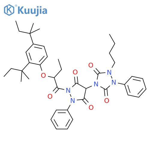1,2,4-Triazolidine-3,5-dione, 4-[1-[2-[2,4-bis(1,1-dimethylpropyl)phenoxy]-1-oxobutyl]-3,5-dioxo-2-phenyl-4-pyrazolidinyl]-1-butyl-2-phenyl- structure