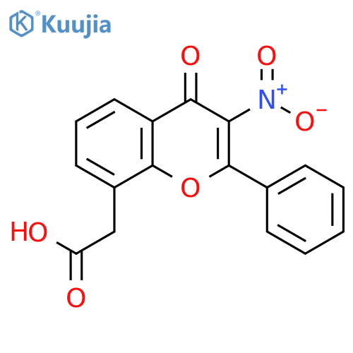 4H-1-Benzopyran-8-acetic acid, 3-nitro-4-oxo-2-phenyl- structure