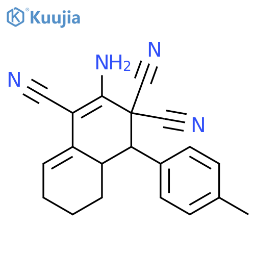 2-amino-4-(4-methylphenyl)-4a,5,6,7-tetrahydro-1,3,3(4H)-naphthalenetricarbonitrile structure
