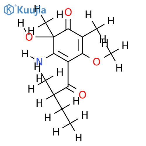 1-amino-2,6-dimethyl-6-hydroxy-4-(2'-methyl-1-oxobutyl)-3-methoxy-2,4-cyclohexadien-1-one structure