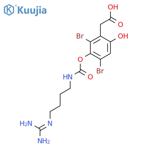 (2,4-Dibromo-3-{[(4-carbamimidamidobutyl)carbamoyl]oxy}-6-hydroxyphenyl)acetic acid structure