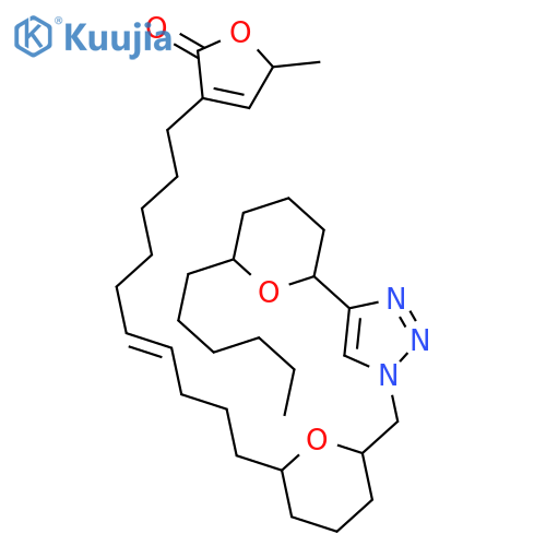 2(5H)-Furanone, 3-[(6E)-10-[(2S,6S)-6-[[4-[(2S,6S)-6-hexyltetrahydro-2H-pyran-2-yl]-1H-1,2,3-triazol-1-yl]methyl]tetrahydro-2H-pyran-2-yl]-6-decen-1-yl]-5-methyl-, (5S)- structure