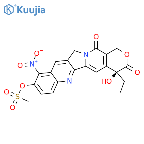 1H-Pyrano[3',4':6,7]indolizino[1,2-b]quinoline-3,14(4H,12H)-dione, 4-ethyl-4-hydroxy-9-[(methylsulfonyl)oxy]-10-nitro-, (4S)- structure