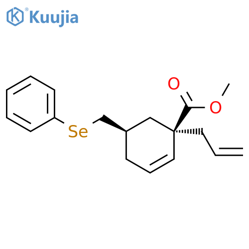 2-Cyclohexene-1-carboxylic acid, 5-[(phenylseleno)methyl]-1-(2-propenyl)-, methyl ester, cis- (9CI) structure
